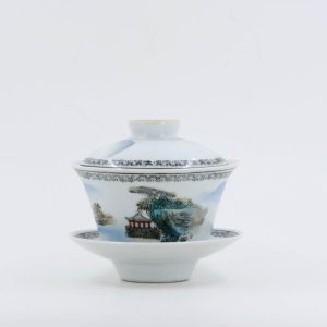 Gaiwans | The Chinese Tea Shop 1970s Famille-Rose Porcelain Hand-Painted Landscape Design Gaiwan Gaiwans Gaiwans