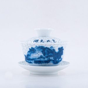 Gaiwans | The Chinese Tea Shop Porcelain Blue and White Crackle Landscape of Lakes and Mountains Gaiwan Gaiwans Gaiwans