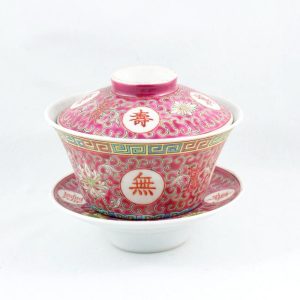 Gaiwans | The Chinese Tea Shop Vintage Red Porcelain Hand-Painted Longevity Gaiwan Gaiwans Gaiwans