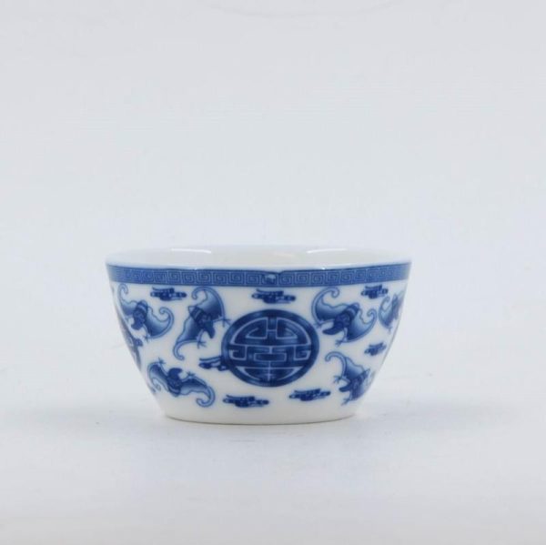 Tea Cups | The Chinese Tea Shop Porcelain Blue And White "Fu Shou" Tea Cup #2 Tea Cups Tea Cups