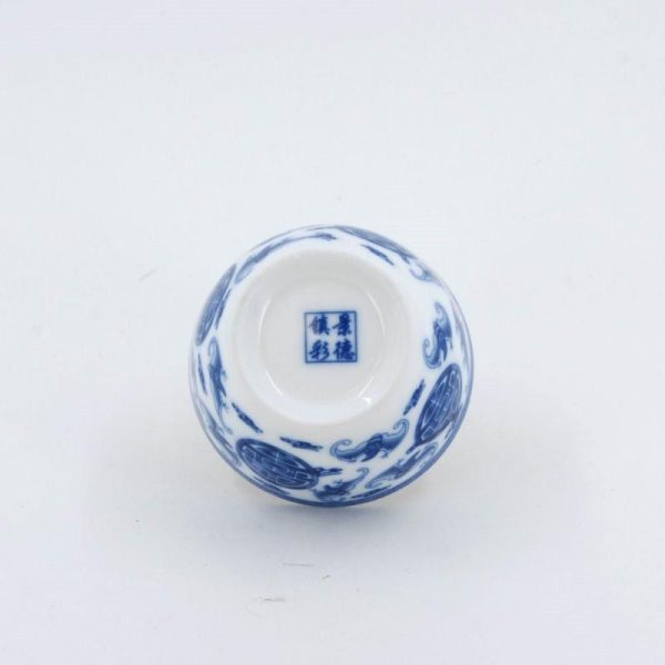 Tea Cups | The Chinese Tea Shop Porcelain Blue And White "Fu Shou" Tea Cup #2 Tea Cups Tea Cups