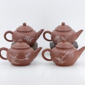 Yixing Teapots | The Chinese Tea Shop Yixing 1980's #12 Zini Flower and Poem Series Set of 4 Yixing Teapots – Mei Lan Zhu Qu (Plum, Orchid, Bamboo, Chrysanthemum) Teaware The Chinese Tea Shop