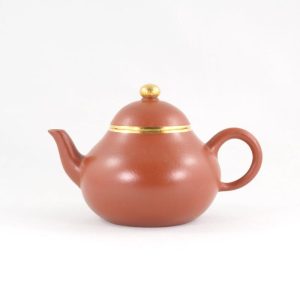 Yixing Teapots | The Chinese Tea Shop Yixing Zhuni Antique Style Gold Mounted Pear Shape Chinese Teapot Teaware The Chinese Tea Shop